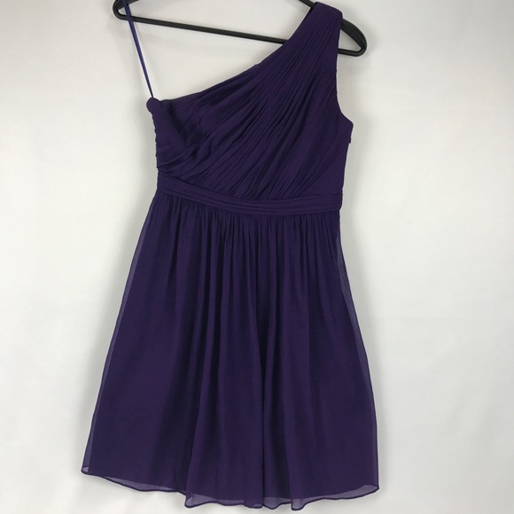 J. Crew Purple Silk One Shoulder Cocktail Dress 2P - Picture 2 of 8